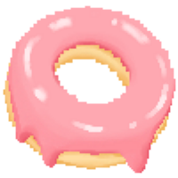 Cute strawberry doughnut in pixel art png
