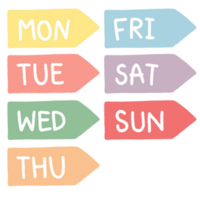 A week tags and label in pastel color for diary and planner png