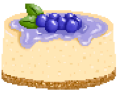 Cute blueberry cheesecake in pixel art png