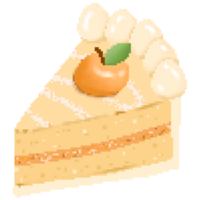 Cute orange layer cake in pixel art png