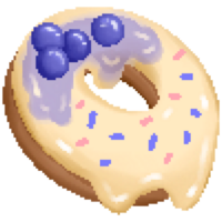 Cute blueberry jam doughnut in pixel art png