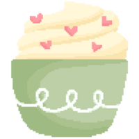 Cute whipped cream beverage and cupcake in pixel art png