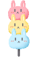 Cute rabbit dango sweet japanese dessert in pixel art png