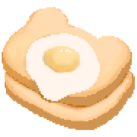 Cute egg and toasted sliced bread in pixel art png