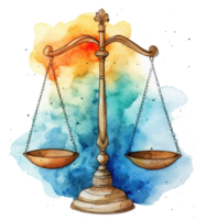 Symbolic Justice, Watercolor Illustration of Scale of Justice, Legal Justice Concept, Ai generative png