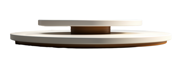 a front view of a white, empty podium stand for product placement with transparent background, serving as a blank podium stand mockup, png