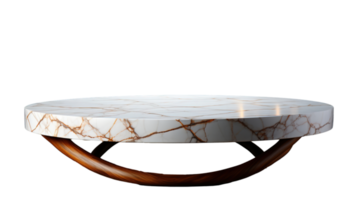 a front view of a Luxurious White and Gold Empty Marble Table for Product Placement on a transparent background, serving as a blank marble table mockup, Ai generative png