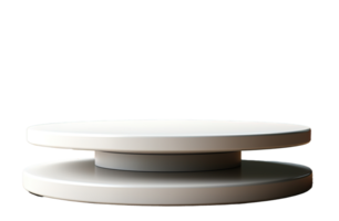a front view of a white, empty podium stand for product placement with transparent background, serving as a blank podium stand mockup, png