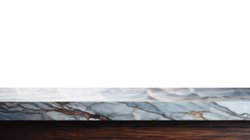 a front view of a Luxurious White and Gold Empty Marble Table for Product Placement on a transparent background, serving as a blank marble table mockup, png