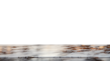 a front view of a Luxurious White and Gold Empty Marble Table for Product Placement on a transparent background, serving as a blank marble table mockup, png