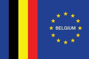 Belgium and european union national official flag symbol, banner vector illustration.