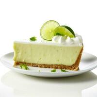 Delicious Key Lime Pie isolated on white background photo