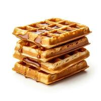 Delicious Belgian Waffles isolated on white background photo