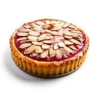 Delicious Bakewell Tart isolated on white background photo