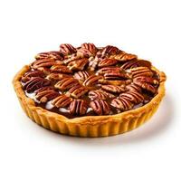 Delicious Pecan Pie isolated on white background photo