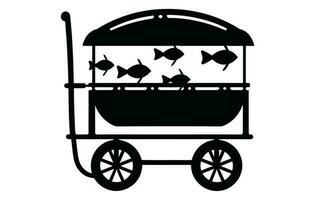 Fishing cart icon vector logo, Trolley icon, River fising trolley silhouette.