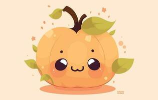 Pumpkins and leave illustration, cute pumkin and some fall leave flat illustration vector