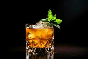 Ideal mai tai cocktail dark background with empty space for text photo