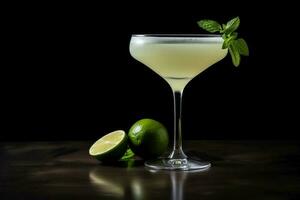 Ideal daiquiri cocktail dark background with empty space for text photo