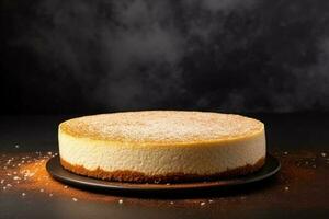 delicioso tarta de queso oscuro antecedentes con vacío espacio para texto foto