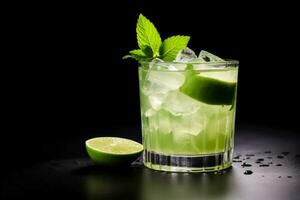 caipirinha cocktail dark background with empty space for text photo