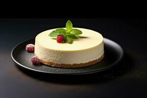 Delicious Cheesecake dark background with empty space for text photo