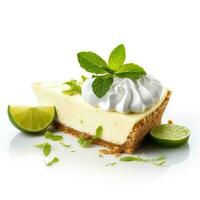 Delicious Key Lime Pie isolated on white background photo