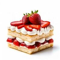 Delicious Strawberry Shortcake isolated on white background photo