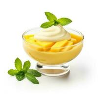 Delicious Mango Pudding isolated on white background photo