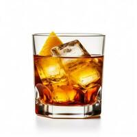 Ideal old fashioned cocktail isolated on white background photo