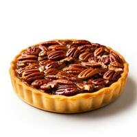 Delicious Pecan Pie isolated on white background photo