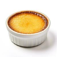 Delicious creme brulee isolated on white background photo