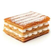 Delicious Mille-Feuille isolated on white background photo