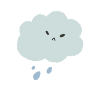 Thunder storm cloud rain cute png