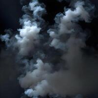 White smoke isolated on black background. Abstract white smoke texture. Design element.AI Generated. photo