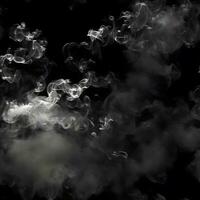 White smoke isolated on black background. Abstract white smoke texture. Design element.AI Generated. photo