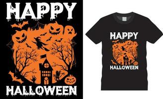 Premium Vector, Happy Halloween T-shirt design vector template. Happy Halloween