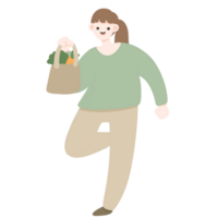 mujer sostener paño bolso salvar mundo verde paz en el plastico día png
