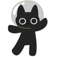 cute black cat astronaut in space png