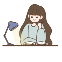 Girl reading a book png