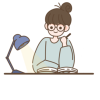 Girl reading a book png
