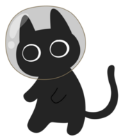 söt svart katt astronaut i Plats png