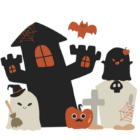 Halloween Luna piena zucca fantasma carino orrore grafico illustrazione png