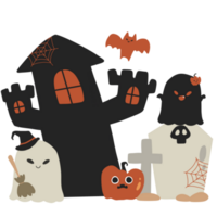 halloween volle maan pompoen geest schattig verschrikking grafisch illustratie png