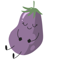 eggplant  Vegetable cute happy smile cartoon character png