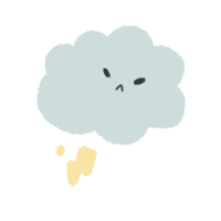 Thunder storm cloud rain cute png