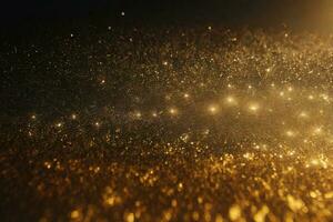 Abstract shiny light and gold particle background. AI Generative. photo