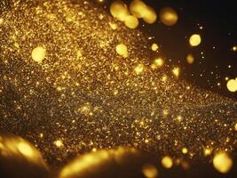 Abstract shiny light and gold particle background. AI Generative. photo