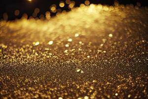 Abstract shiny light and gold particle background. AI Generative. photo