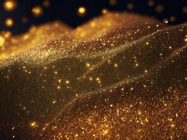 Abstract shiny light and gold particle background. AI Generative. photo